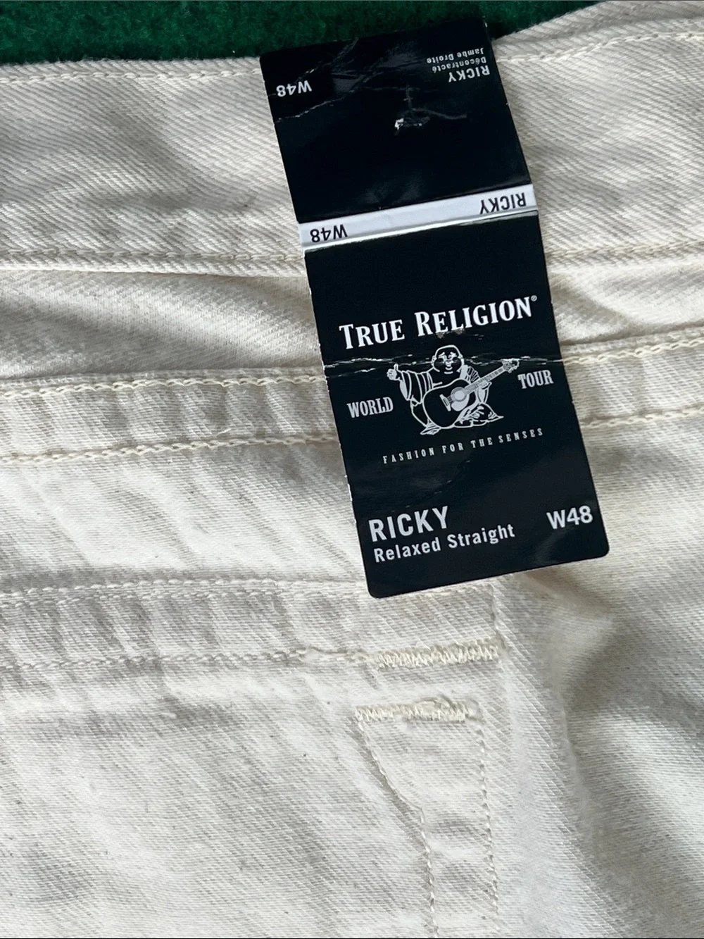 True Religion Men's Cream Denim Shorts - Raw Hem Five-Pocket